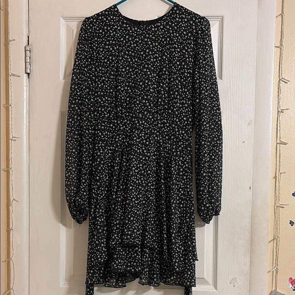 Black Floral Long Sleeve Dress